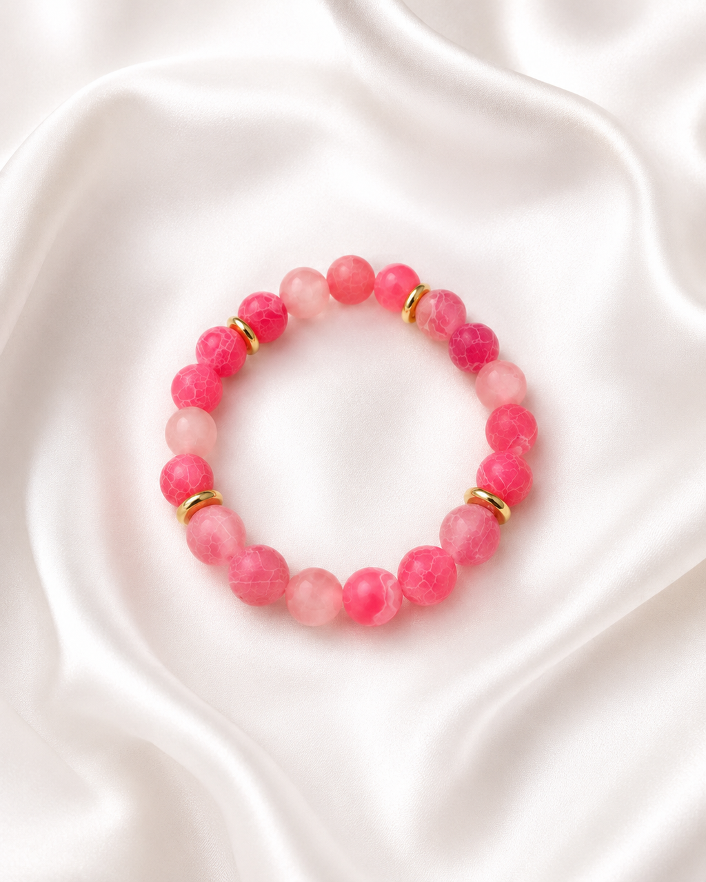 Rose, Pink and Fushia Stretch Bracelet
