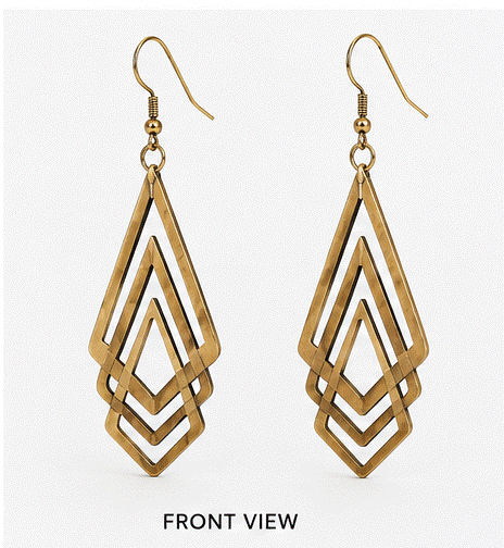 Lightweight Wooden Drop Geometric Earrings