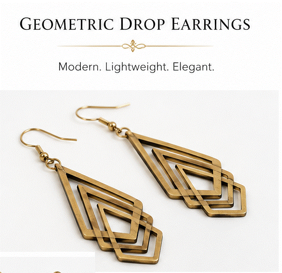 Lightweight Wooden Drop Geometric Earrings