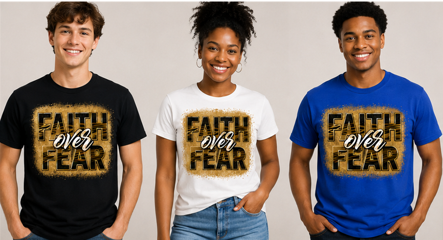 Gold and Black "Faith Over Fear" T-Shirt