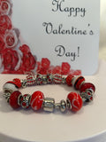 Red and Silver Beaded Bracelet