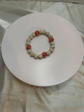 Elegant Silver & Red Rhinestone Beaded Stretch Bracelet