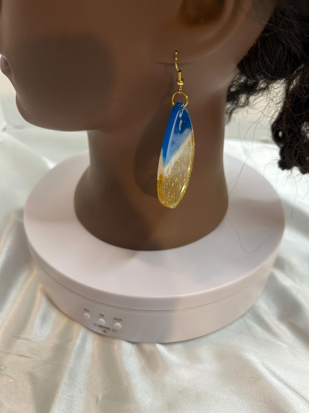 Large Ocean Scene II Oval Earrings with Gold-Toned Hooks