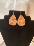 Elegant Africana gold and red colored teardrop earrings