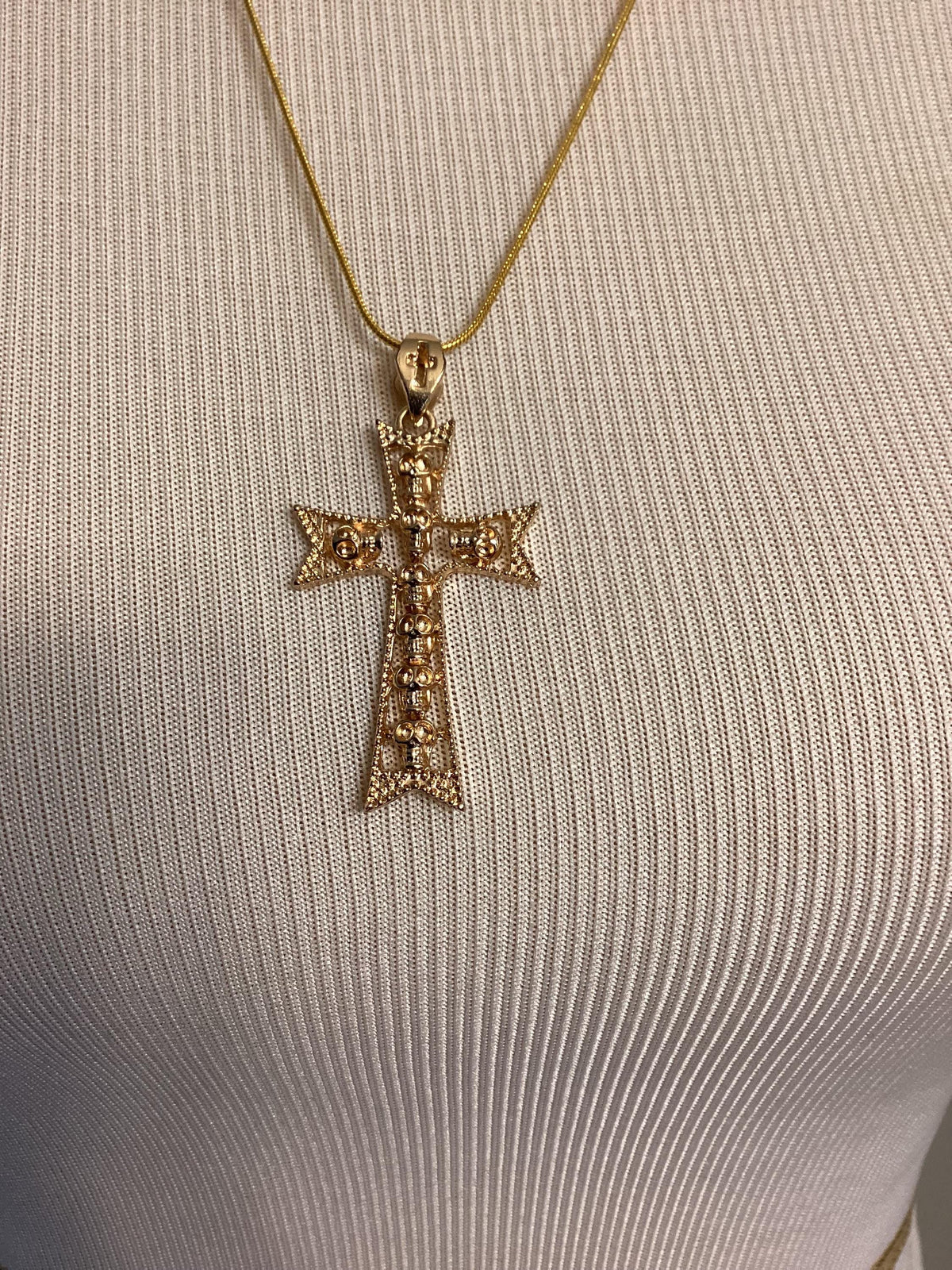 Gold-toned 22” Snake Chain with Gold-toned Cross