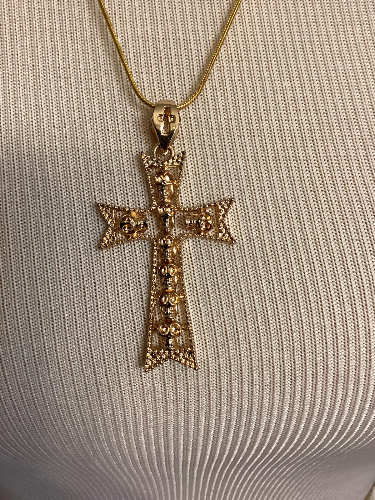Gold-toned 22” Snake Chain with Gold-toned Cross