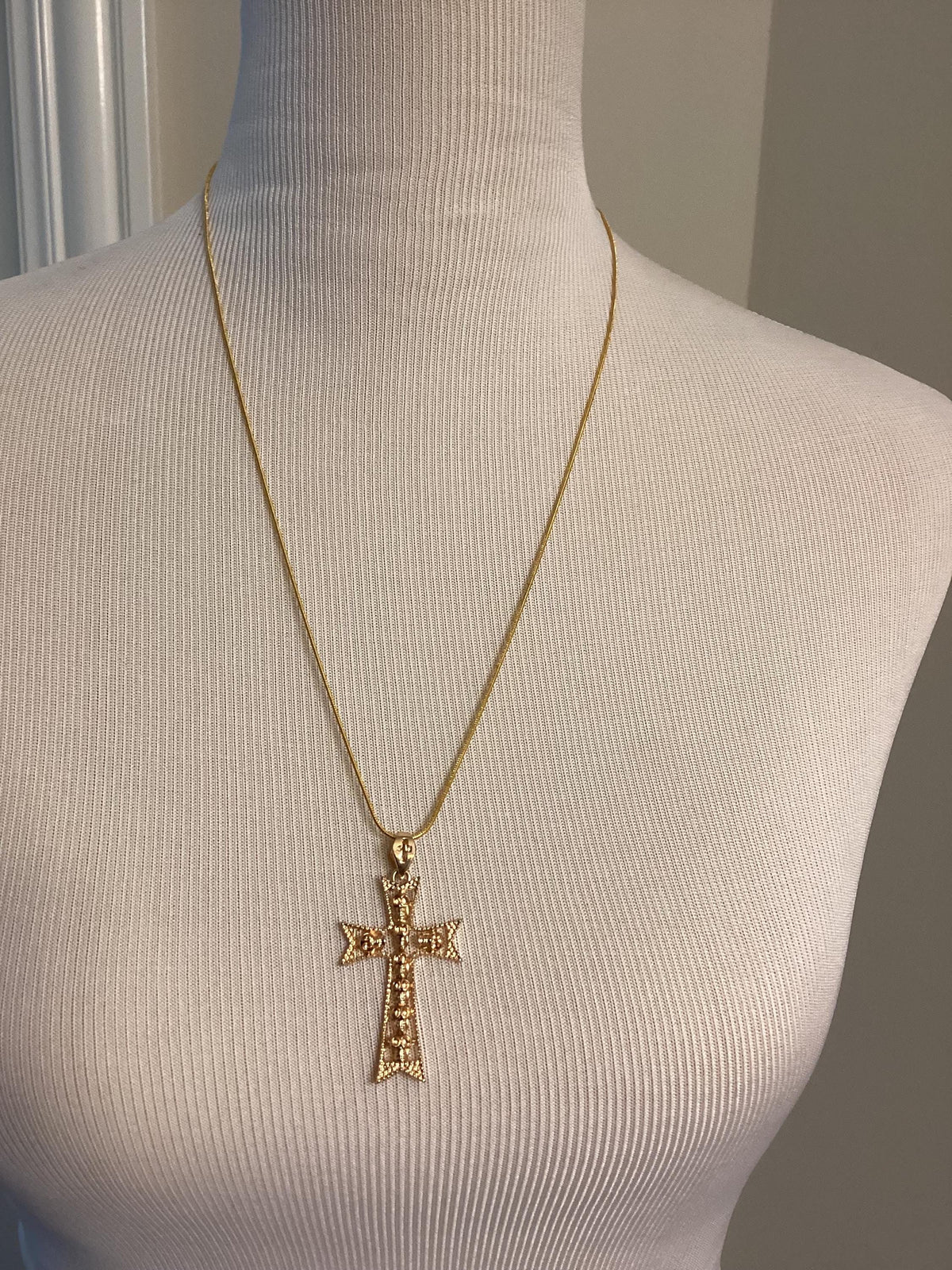 Gold-toned 22” Snake Chain with Gold-toned Cross