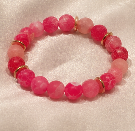 Rose, Pink and Fushia Stretch Bracelet
