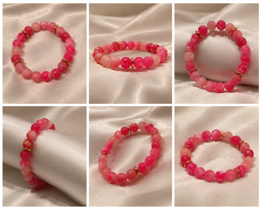 Rose, Pink and Fushia Stretch Bracelet