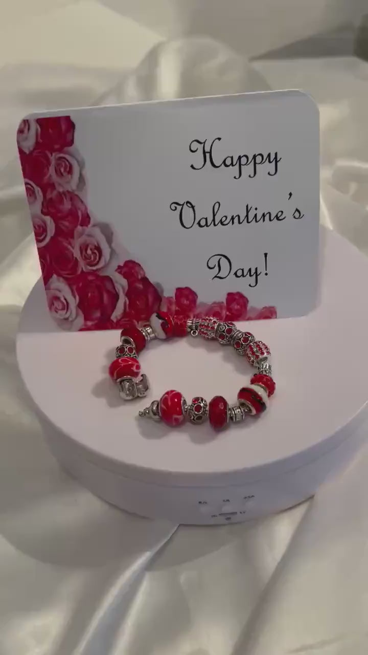 Red and Silver Beaded Bracelet