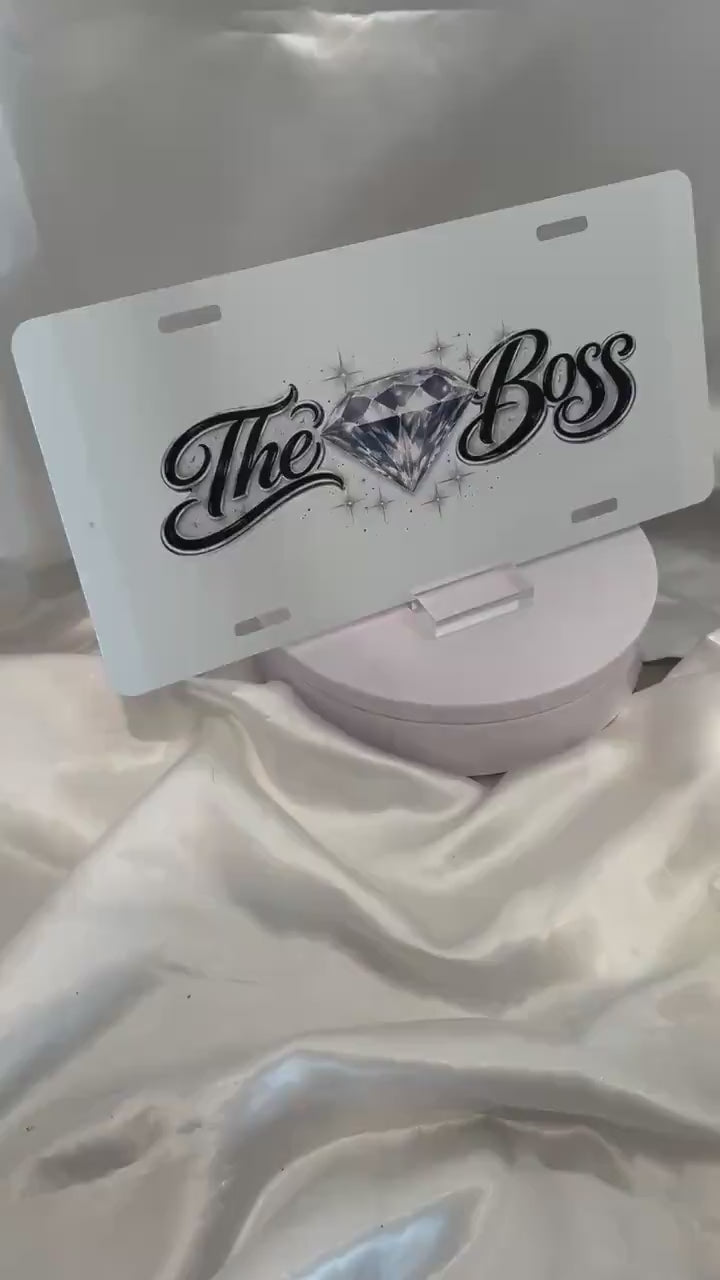 The Boss II White or Silver License Plate